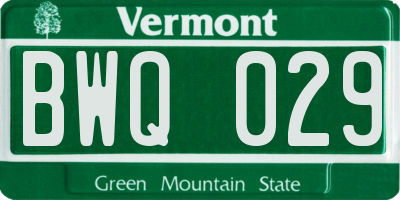 VT license plate BWQ029