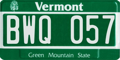 VT license plate BWQ057
