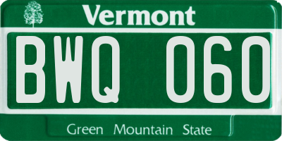 VT license plate BWQ060