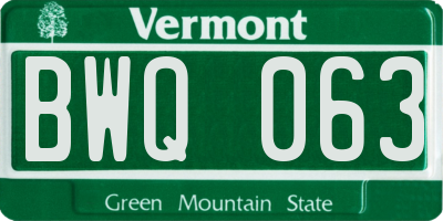 VT license plate BWQ063