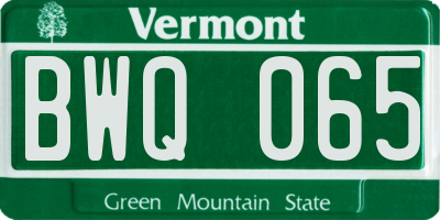 VT license plate BWQ065