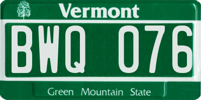 VT license plate BWQ076