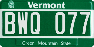 VT license plate BWQ077