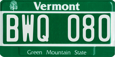 VT license plate BWQ080