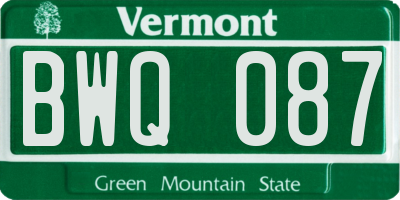 VT license plate BWQ087
