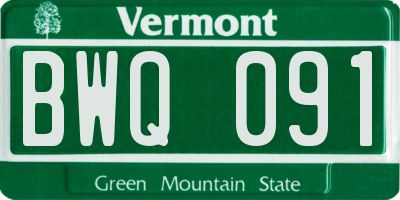 VT license plate BWQ091
