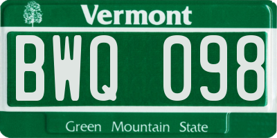 VT license plate BWQ098