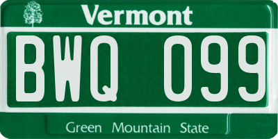 VT license plate BWQ099