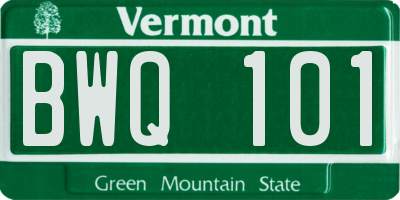 VT license plate BWQ101