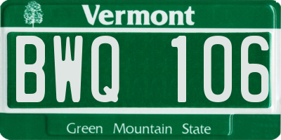VT license plate BWQ106