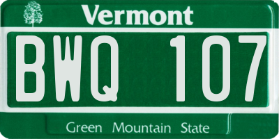 VT license plate BWQ107