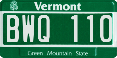 VT license plate BWQ110