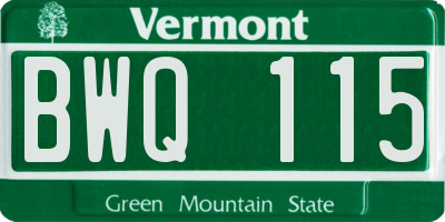 VT license plate BWQ115