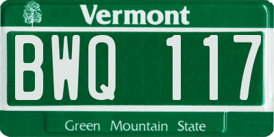 VT license plate BWQ117