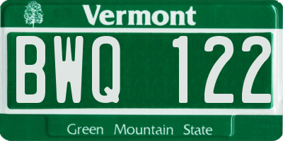 VT license plate BWQ122