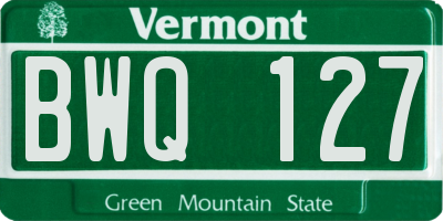 VT license plate BWQ127