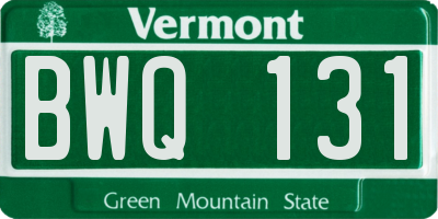 VT license plate BWQ131