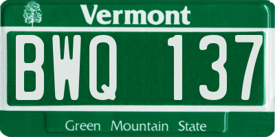 VT license plate BWQ137