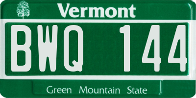 VT license plate BWQ144