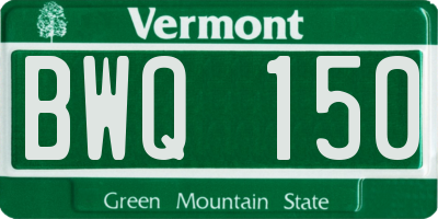 VT license plate BWQ150