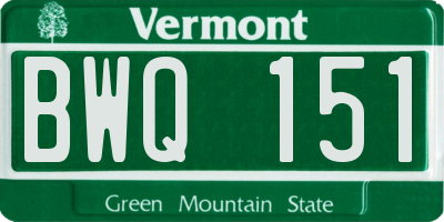 VT license plate BWQ151