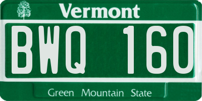 VT license plate BWQ160