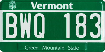 VT license plate BWQ183
