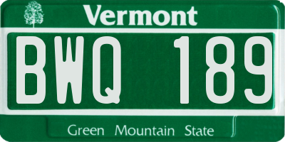 VT license plate BWQ189