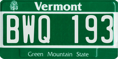 VT license plate BWQ193
