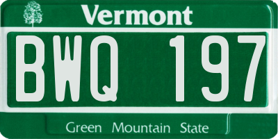 VT license plate BWQ197