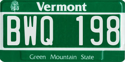 VT license plate BWQ198