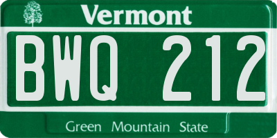 VT license plate BWQ212
