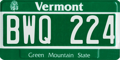 VT license plate BWQ224