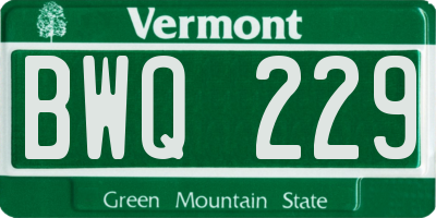 VT license plate BWQ229