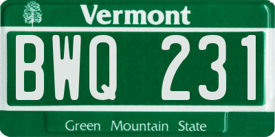 VT license plate BWQ231