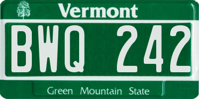 VT license plate BWQ242