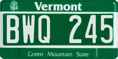 VT license plate BWQ245