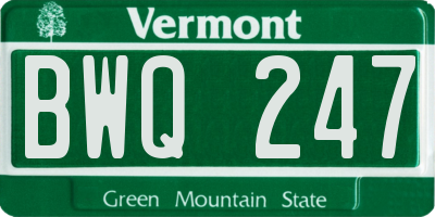 VT license plate BWQ247