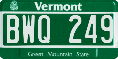VT license plate BWQ249