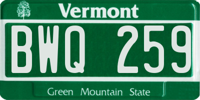 VT license plate BWQ259