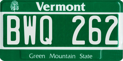 VT license plate BWQ262