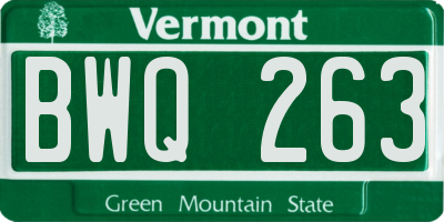 VT license plate BWQ263
