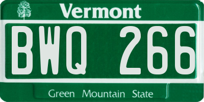 VT license plate BWQ266