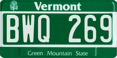 VT license plate BWQ269