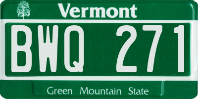 VT license plate BWQ271