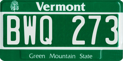 VT license plate BWQ273