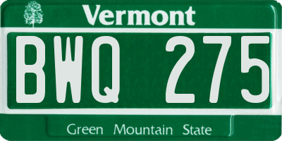 VT license plate BWQ275