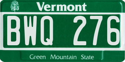 VT license plate BWQ276