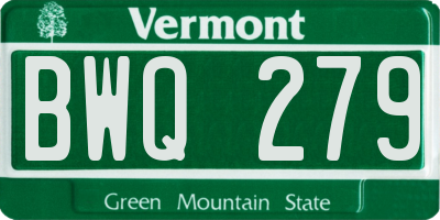 VT license plate BWQ279
