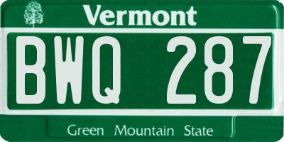VT license plate BWQ287
